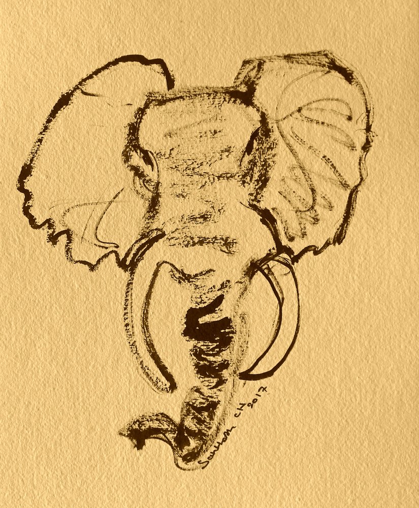 Schets van een Afrikaanse olifant door Santhosh ch