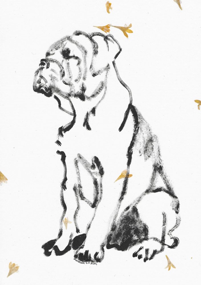 Schets van een bulldogpup door Santhosh ch