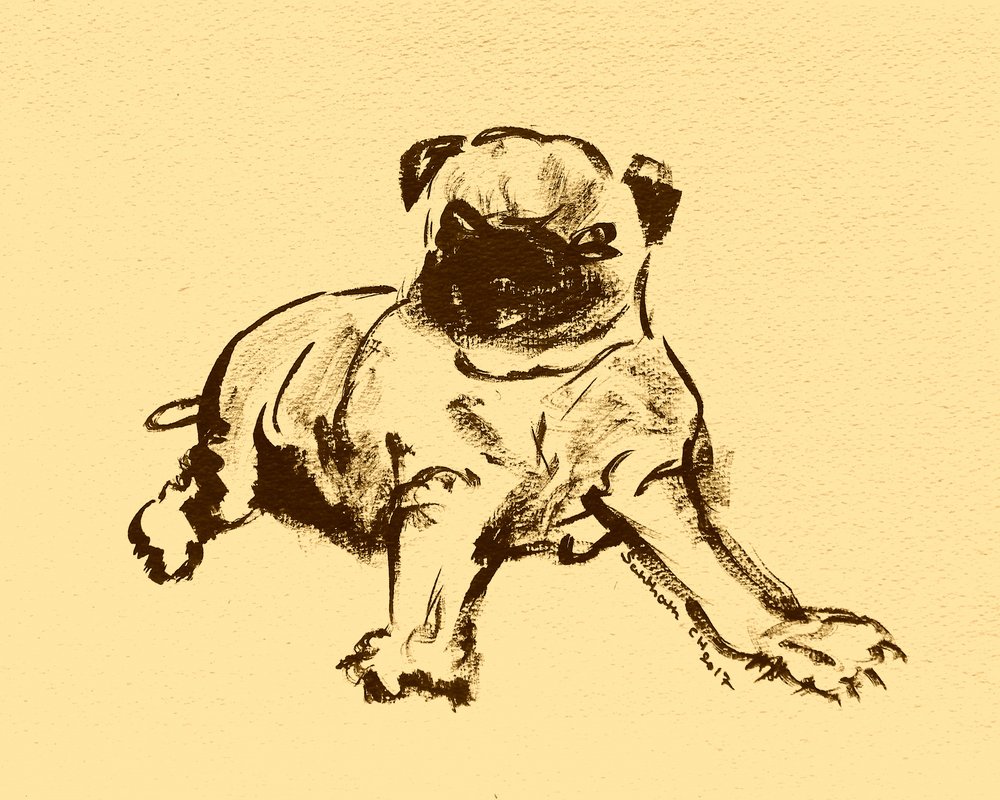 Schets van een schattige mopspup door Santhosh ch