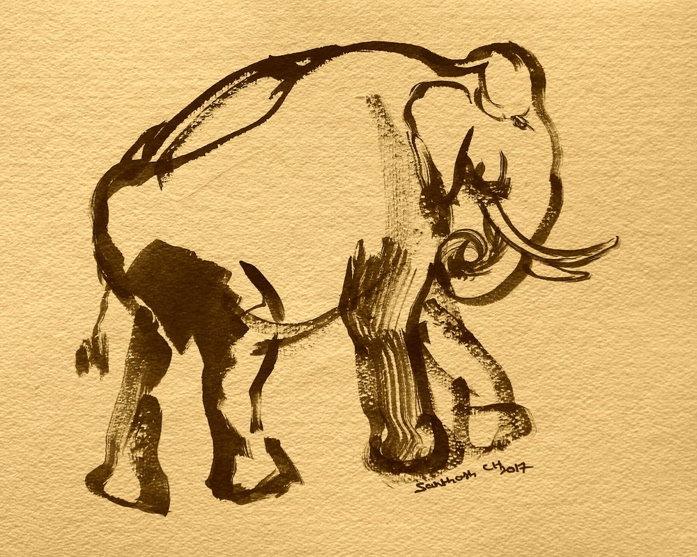 Elegante olifant in inkt door Santhosh ch