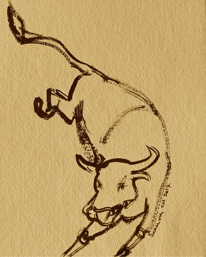 Expressieve stormende stier door Santhosh ch