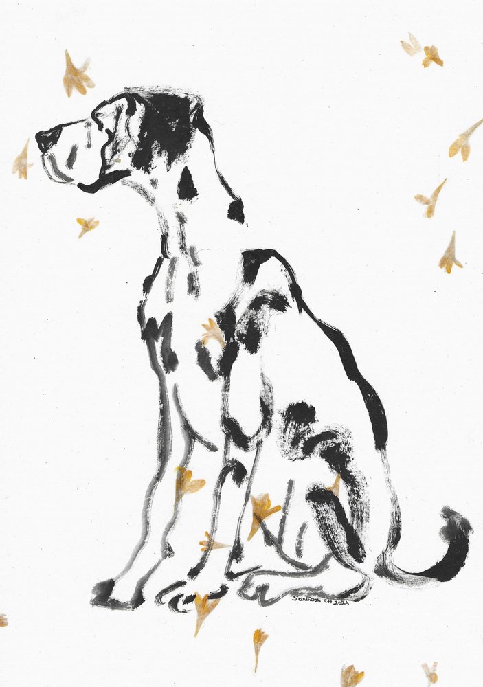 Zachte Duitse dog en bloemen door Santhosh ch