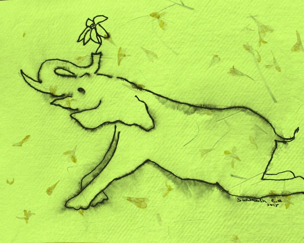 Blije olifant met bloem door Santhosh ch