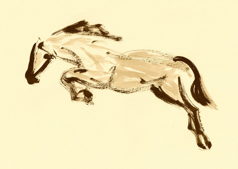Springend sepia paard door Santhosh ch