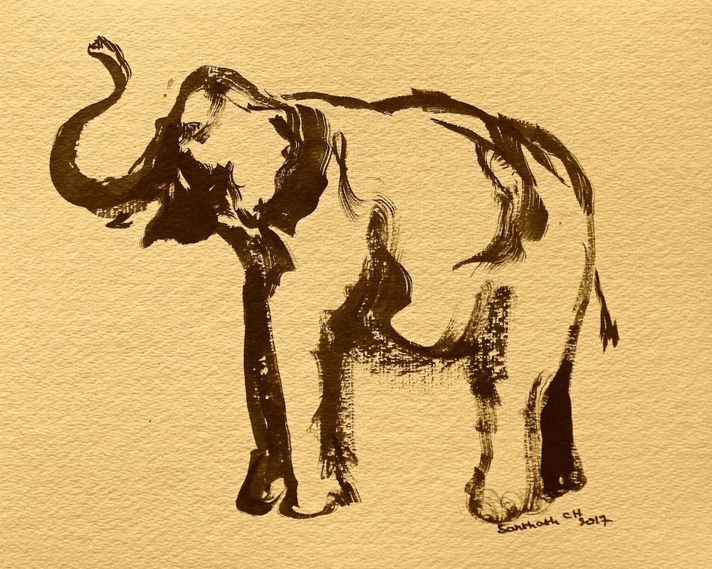 Schets van een majestueuze olifant door Santhosh ch