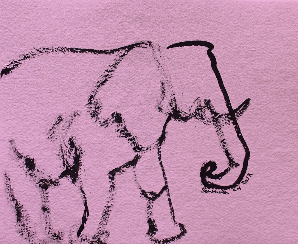 Minimalistische roze olifant door Santhosh ch