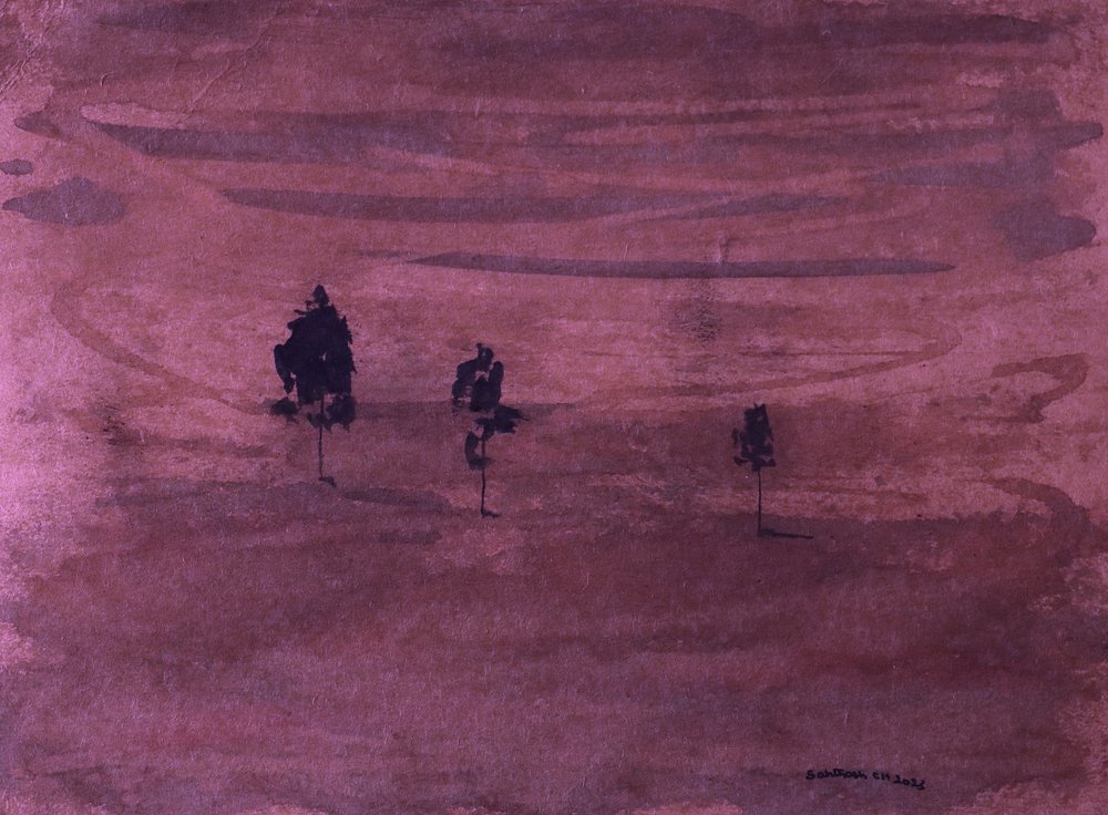 Minimalistisch pruimkleurig landschap door Santhosh ch