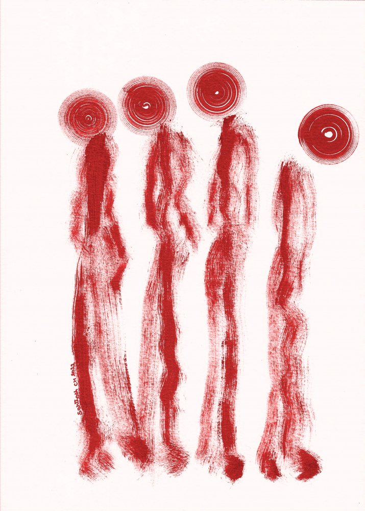 Minimalistische rode figuren door Santhosh ch
