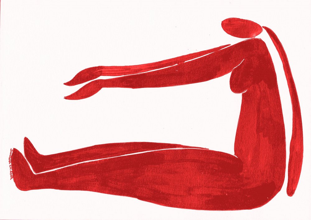 Minimalistische rode yogafiguur door Santhosh ch