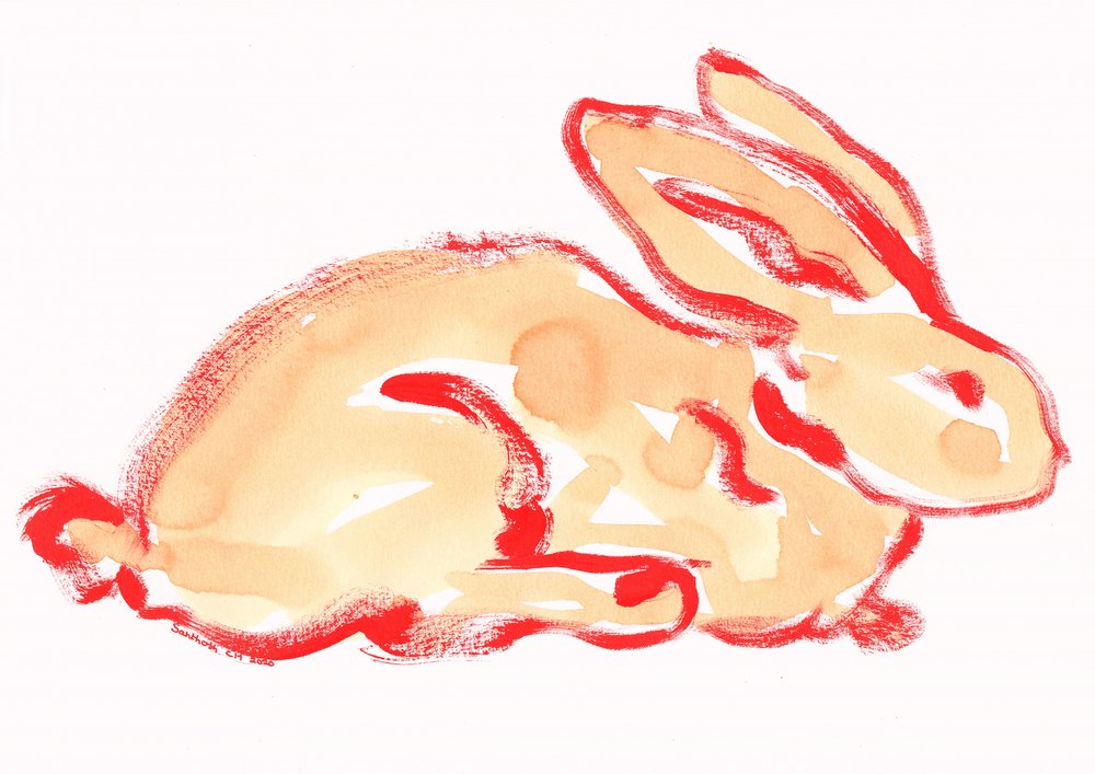 Oranje aquarelhaas door Santhosh ch