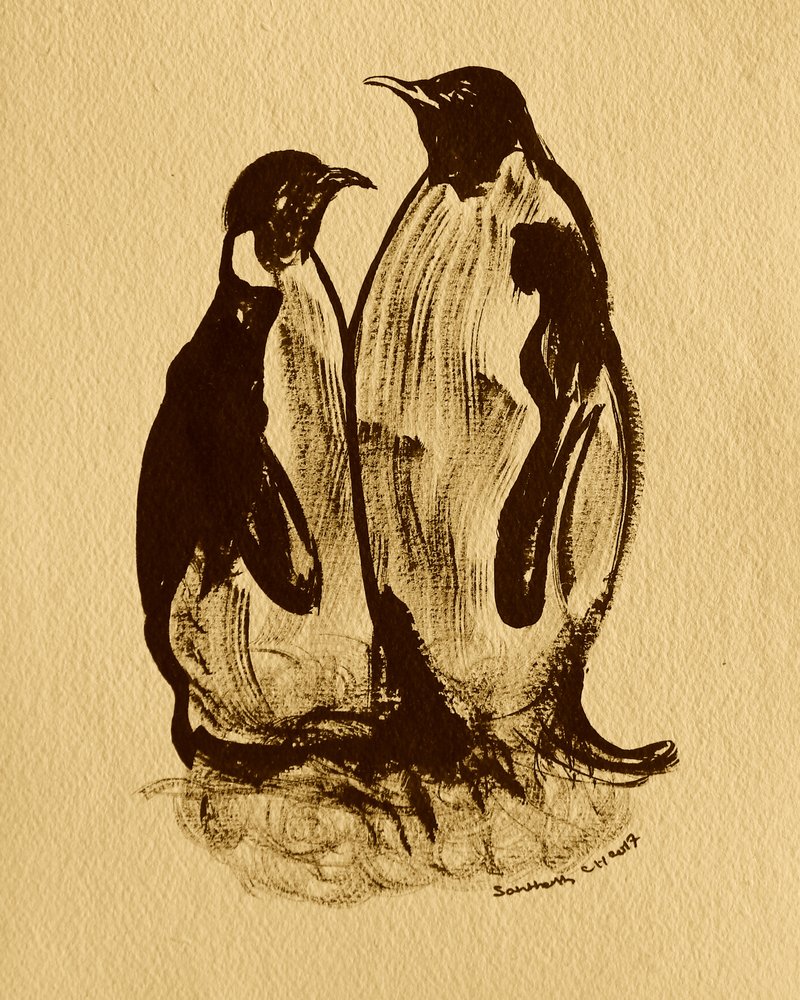 Familieportret van pinguïns door Santhosh ch