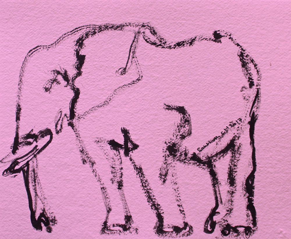 Schets van een roze olifant door Santhosh ch