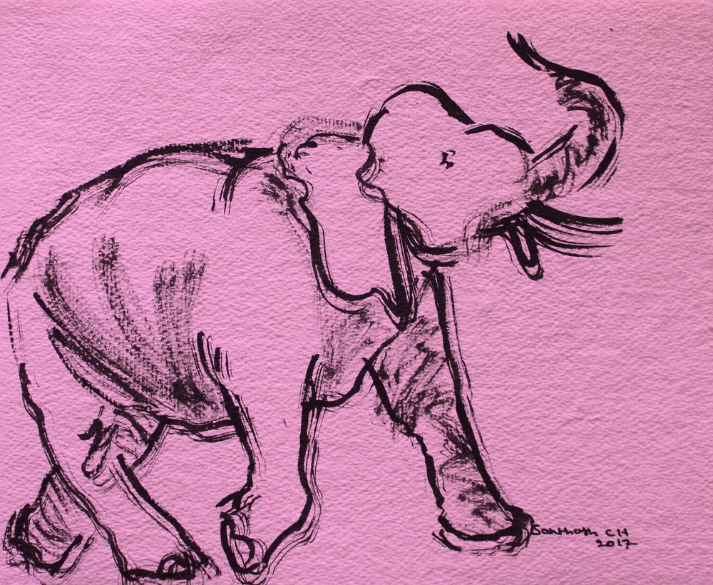 Schets van een roze olifant door Santhosh ch