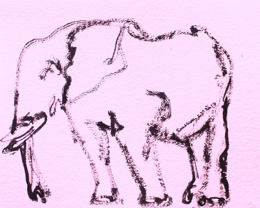 Schets van een roze olifant door Santhosh ch