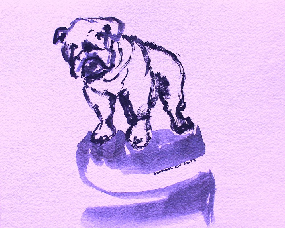 Schets van een paarse bulldog door Santhosh ch