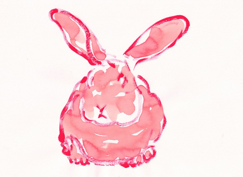 Rood aquarelkonijntje door Santhosh ch