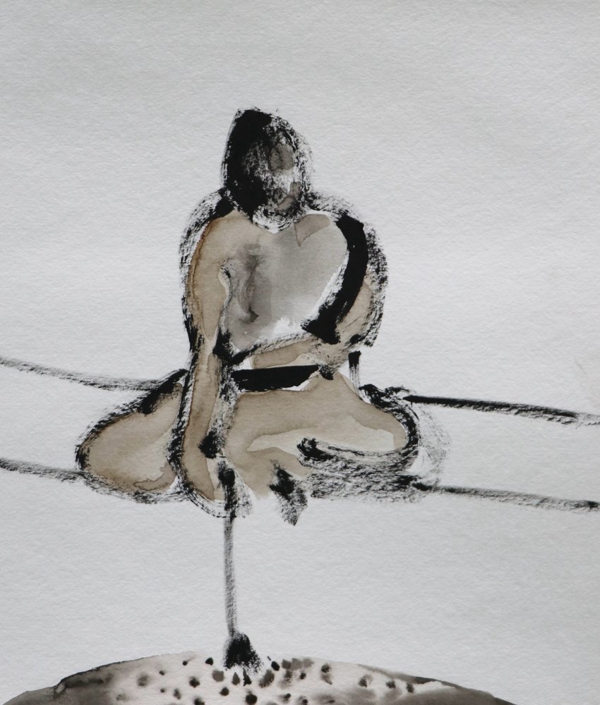 Schets van een samoerai in meditatie door Santhosh ch