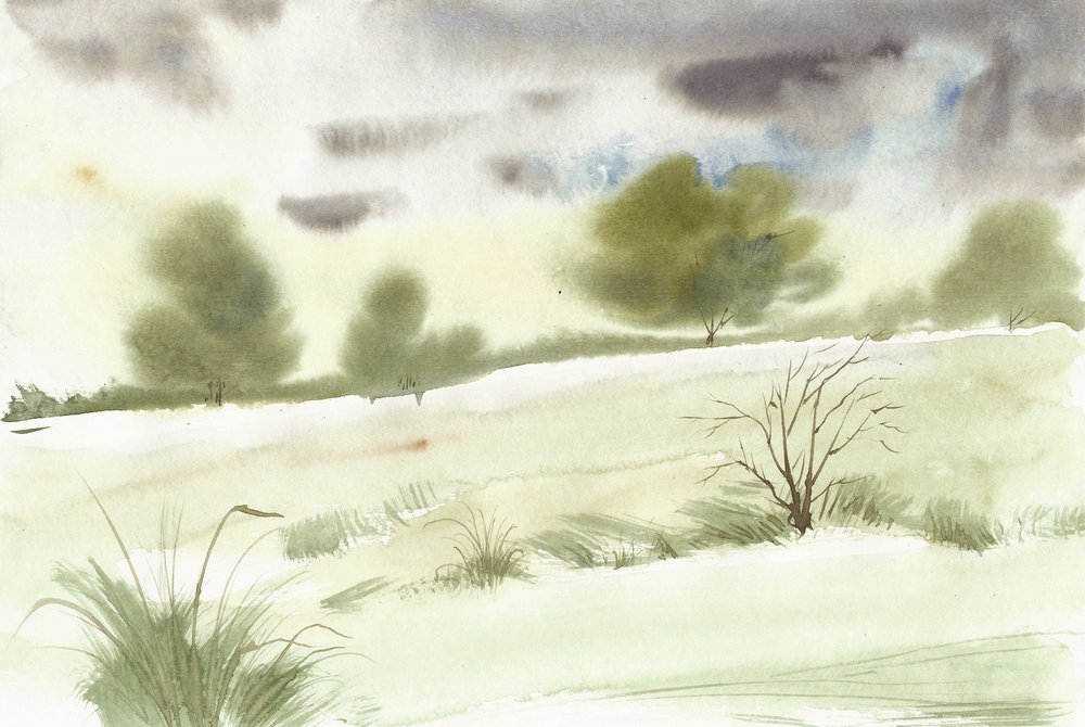 Rustig aquarellandschap door Santhosh ch