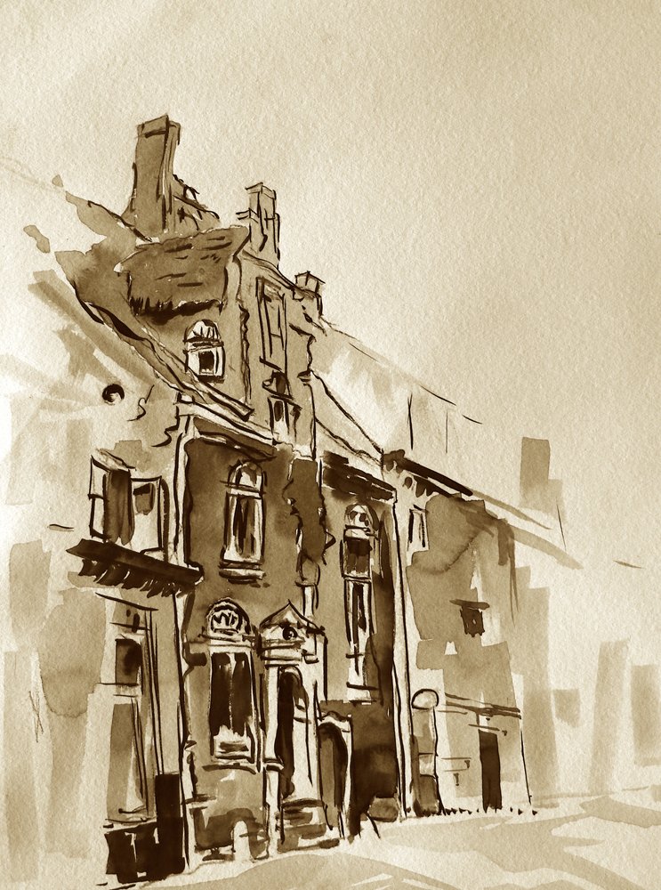 Vintage sepia stadsgebouw door Santhosh ch