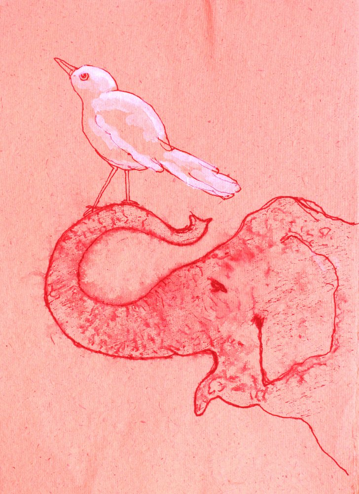 Grillige olifant en vogel door Santhosh ch