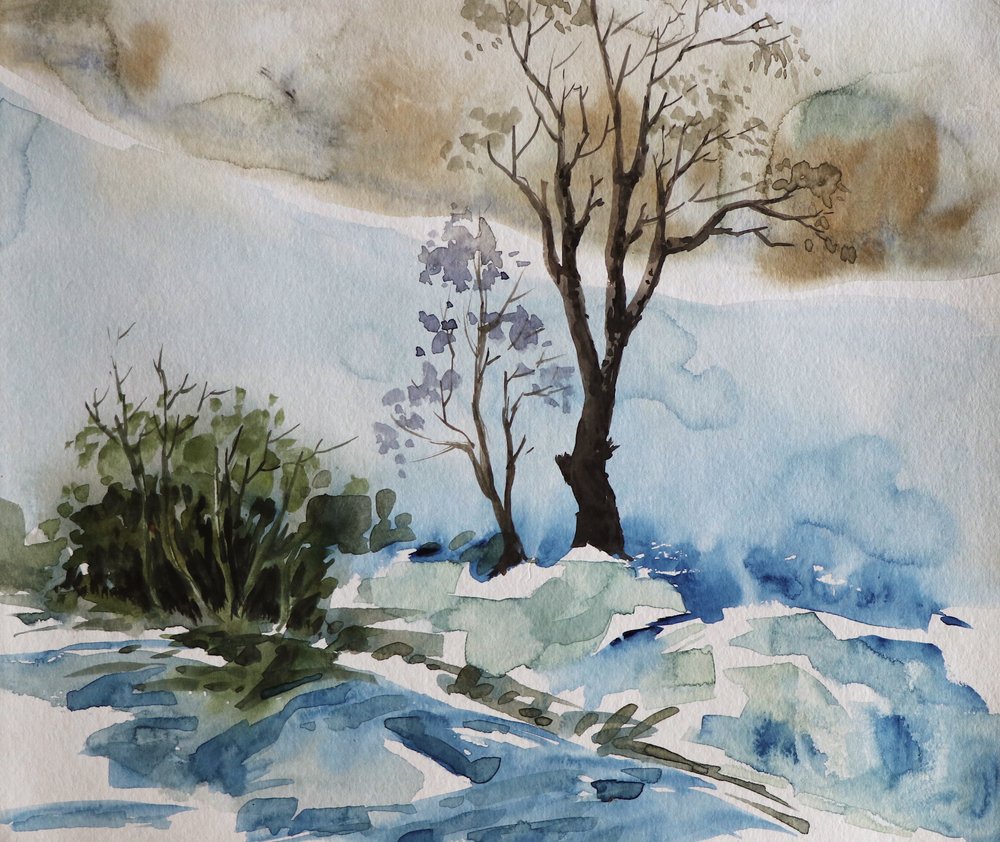 Winterlijke rust aan de rivier door Santhosh ch