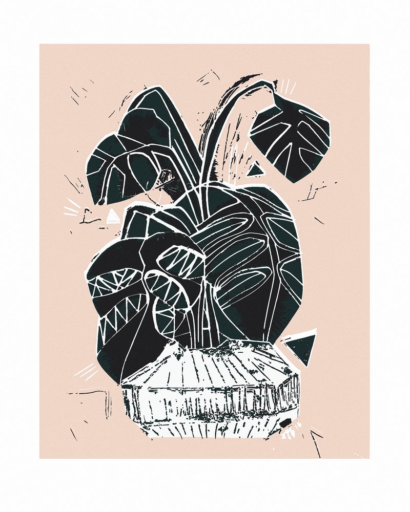 Abstracte potplant door Sarah Fitzgerald