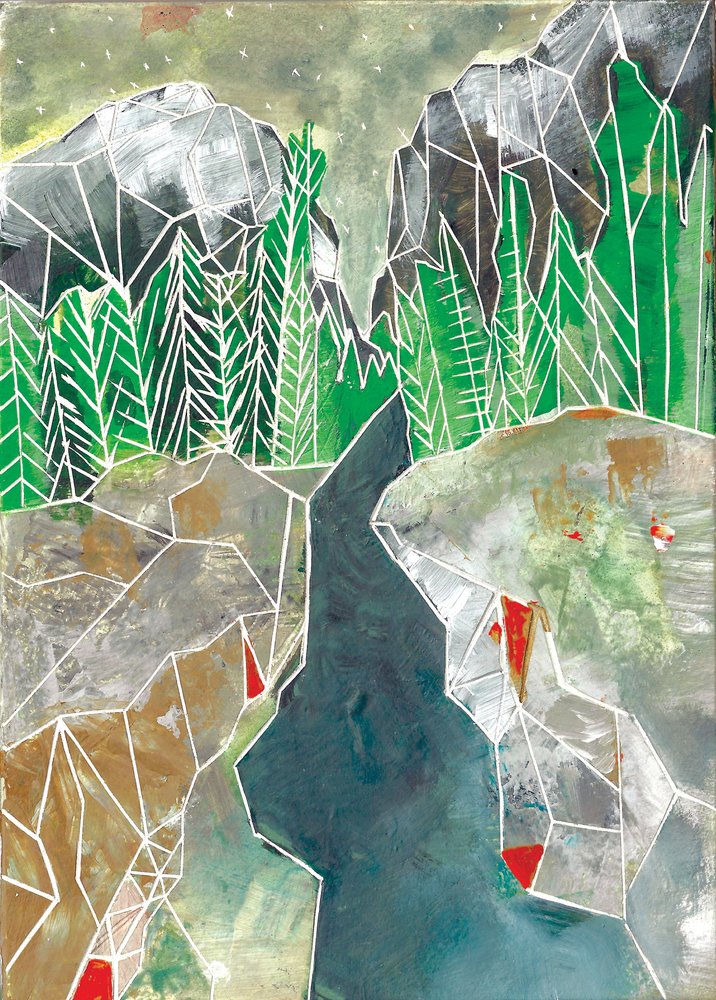 Geometrische bergrivier door Sarah Fitzgerald