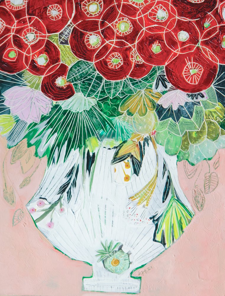 Kleurrijke bloemenvaas door Sarah Fitzgerald