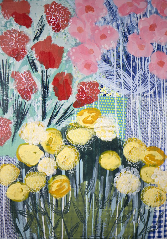 Kleurrijke abstracte tuin door Shelley Hampe