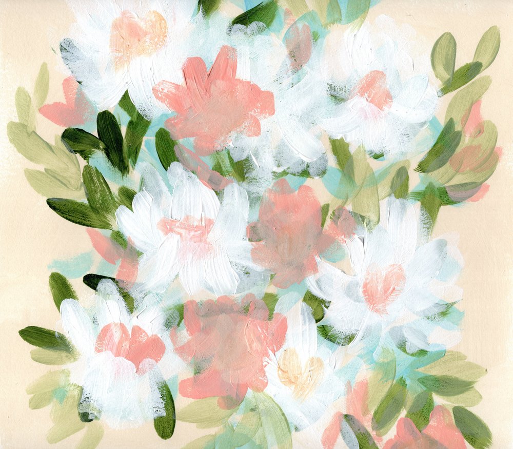 Pastel bloemabstract door Shelley Hampe