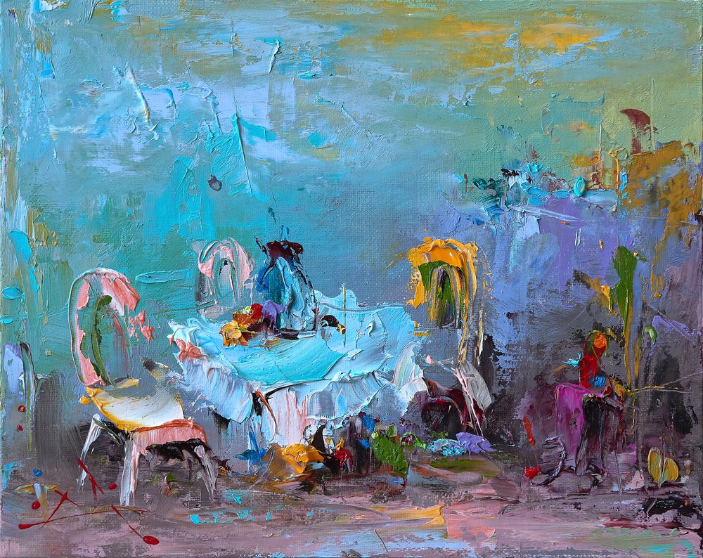 Kleurrijke café-impressie door Stanislav Lazarov