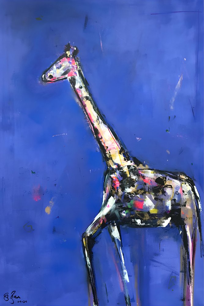Kleurrijke abstracte giraf door Stefan Bammert