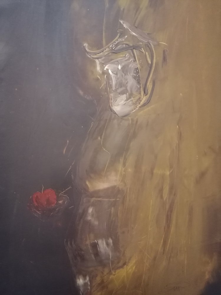 Contemplatieve figuur met rode appel door Stefano Mazzolini