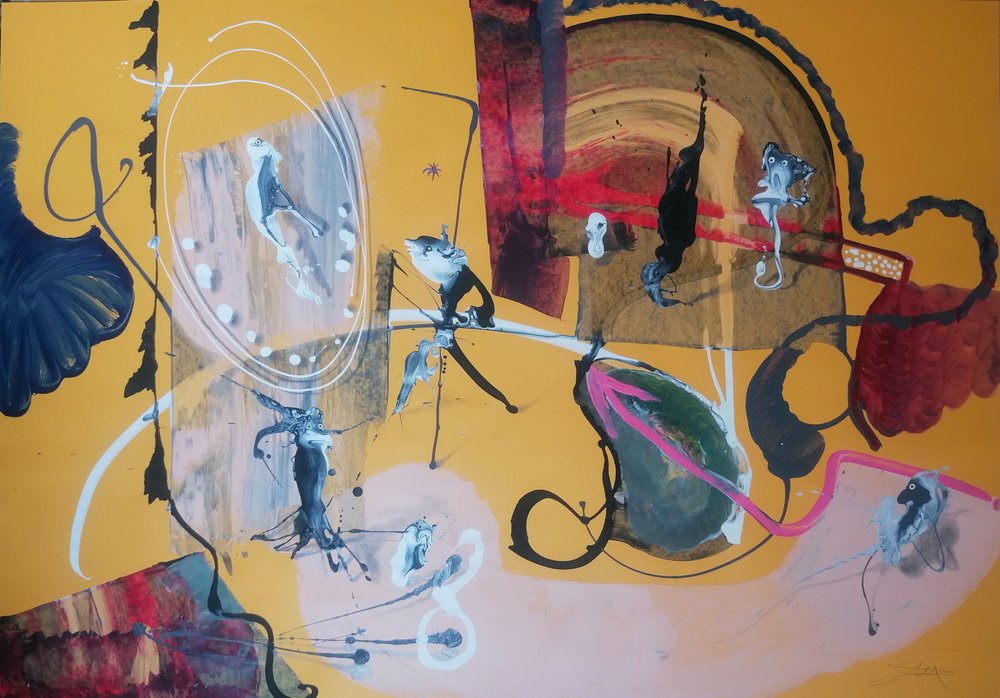 Dynamische gele abstractie door Stefano Mazzolini