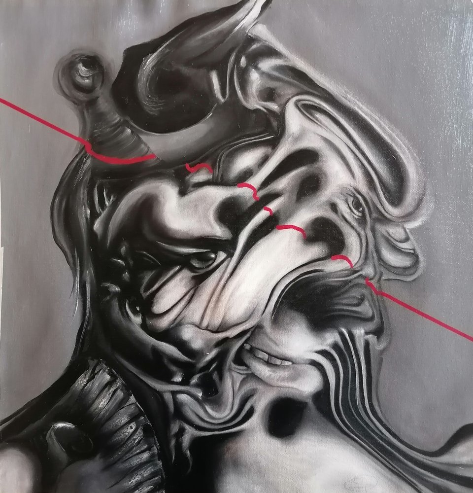 Surrealistisch vervormd gezicht door Stefano Mazzolini