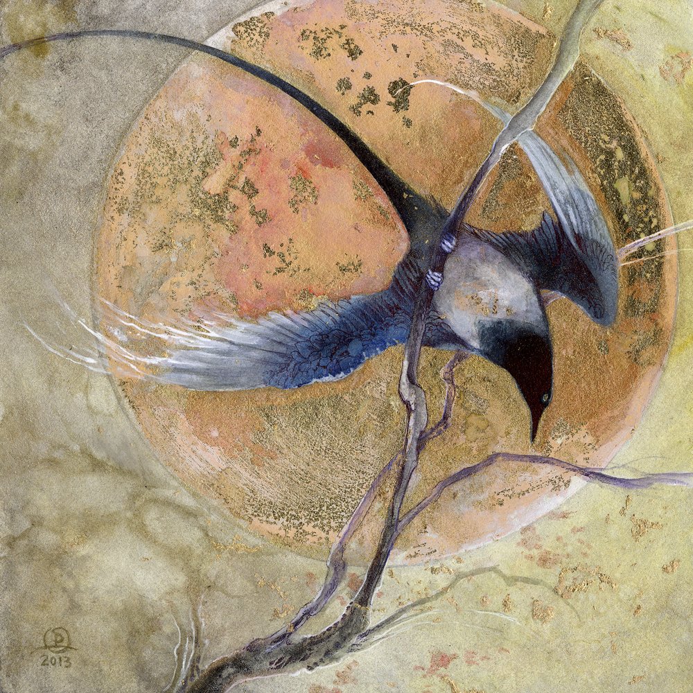 Blue Bird Golden Moon door Stephanie Law
