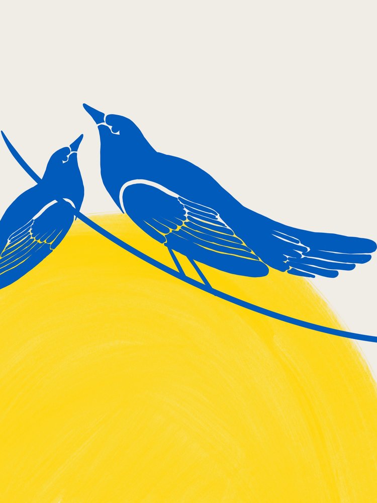 Hoopvolle blauwe vogels door Studio Palette