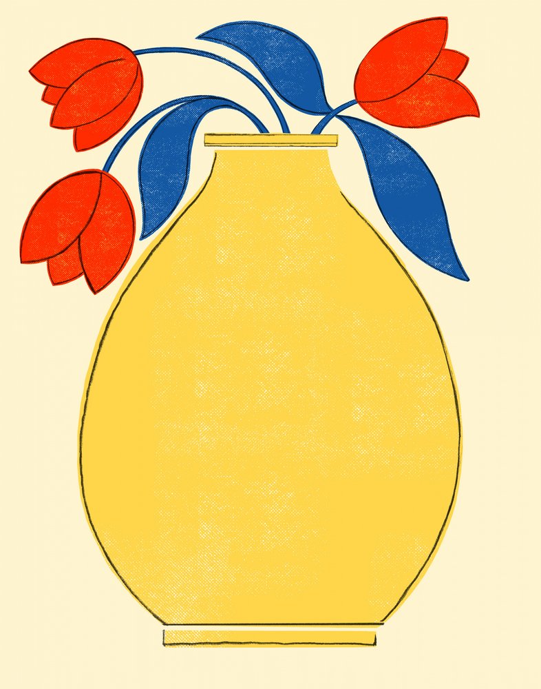 Levendige tulpen in een gele vaas door Susan Black