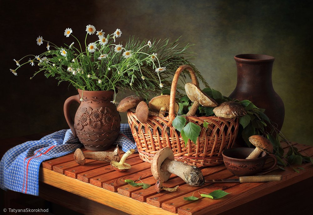 Herfststillleben met paddenstoelen door Tatyana Skorokhod