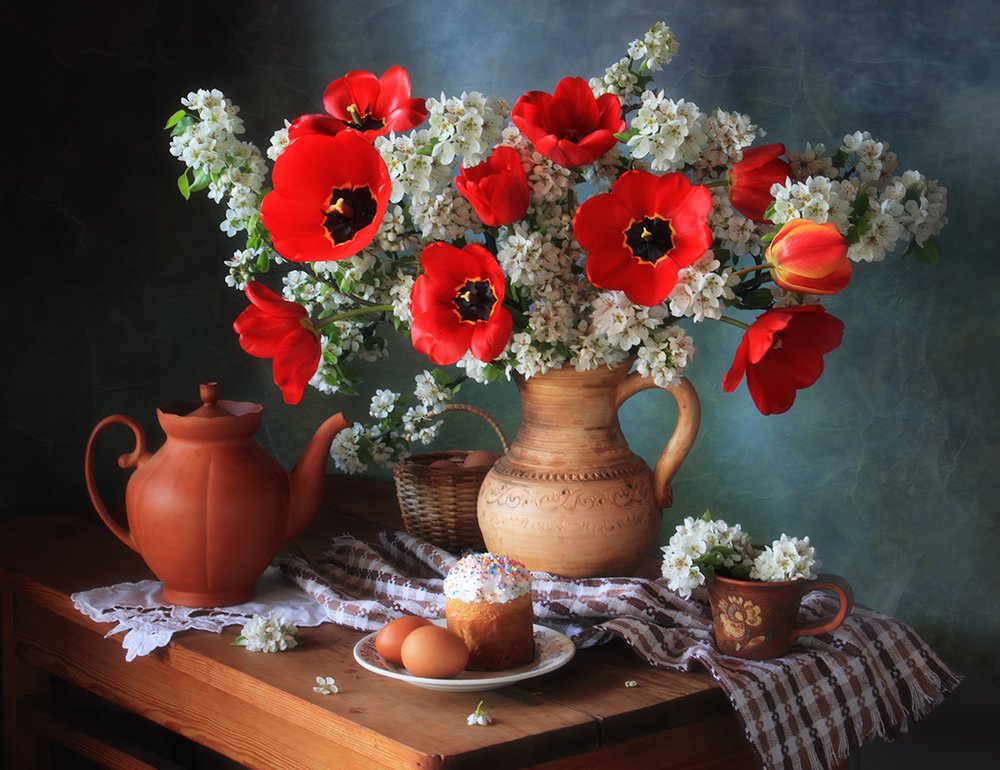 Lente-papavers op de paastafel door Tatyana Skorokhod