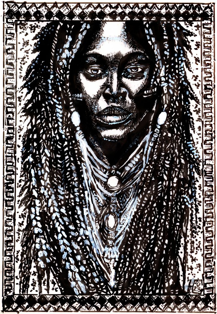 Portret met Afrikaanse dreadlocks door Tim Hoinkis