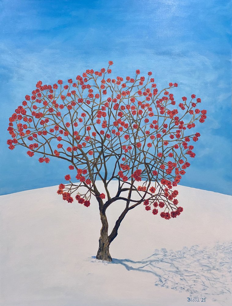 Winterboom met rode bessen door Tom Blood