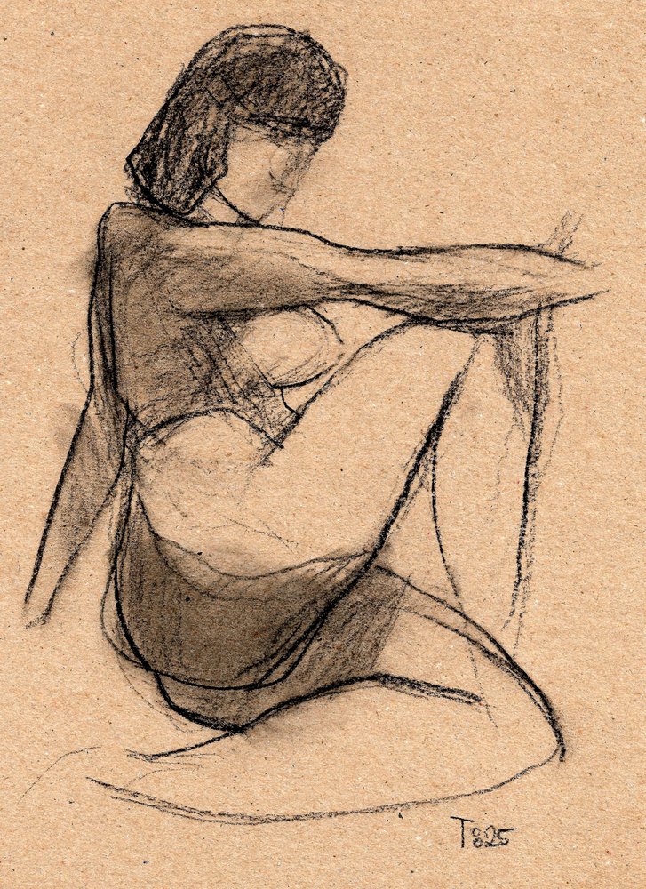 Schets van een contemplatief figuur door Tore Bahnson