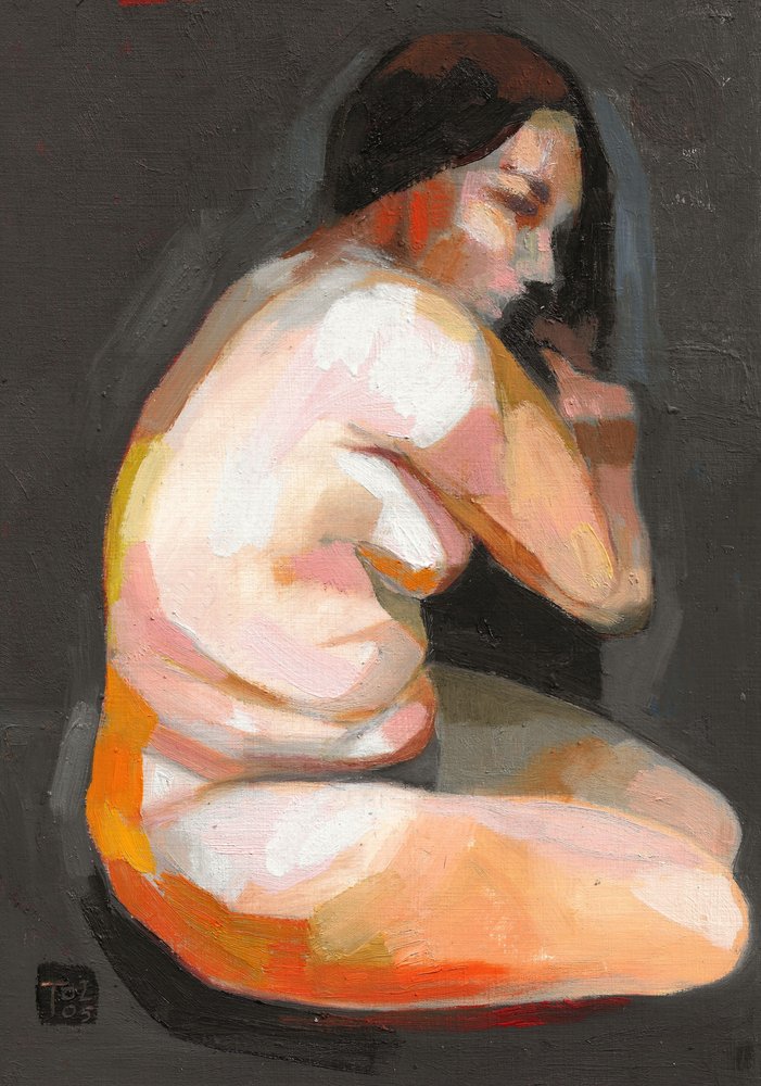 Contemplatieve naakte vrouw door Tore Bahnson