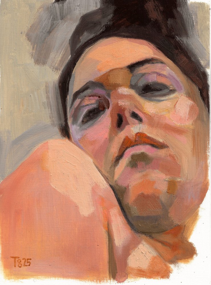 Portret van een contemplatieve vrouw door Tore Bahnson