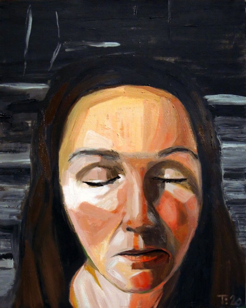 Portret van een contemplatieve vrouw door Tore Bahnson