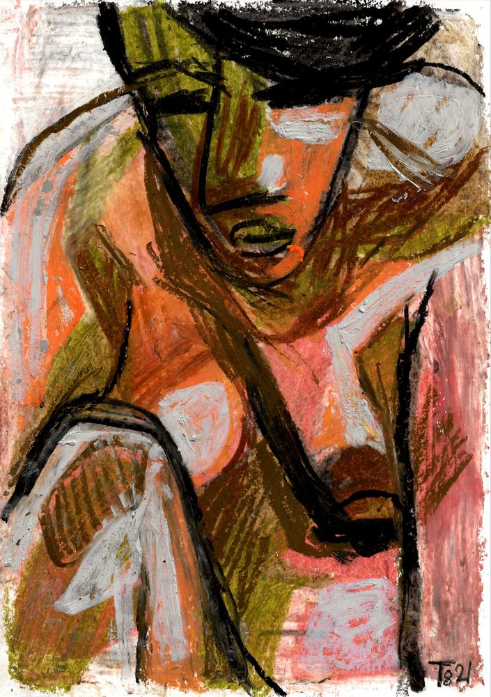  peinzende abstracte figuur door Tore Bahnson