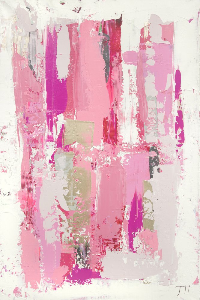 Roze-gouden abstracte penseelstreken door Tove Höglund