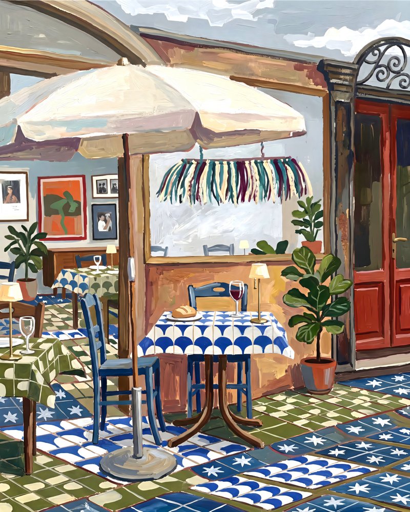 Charmant terras van een café door Uma Gokhale