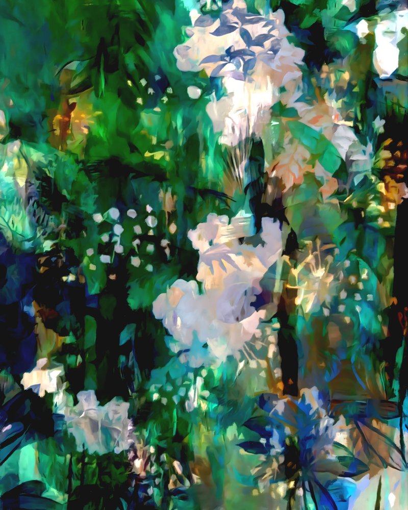 Weelderige bloemenabstractie door Uma Gokhale